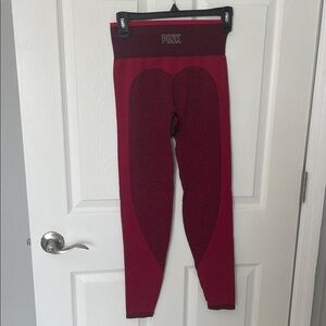 PINK Victoria's Secret Women’s Leggings - Deep Red and Burgundy